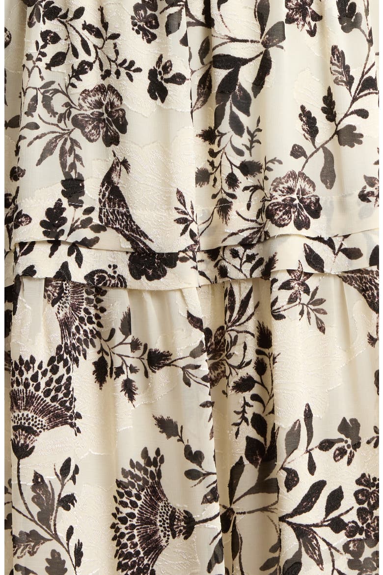 Floral Print Long Sleeve Dress, Alternate, color, SWAN WHITE/ ANNE BLACK