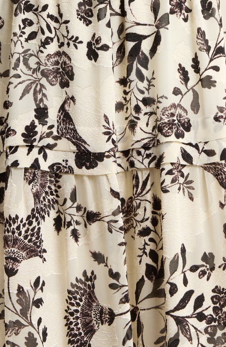 Anne Klein Floral Print Long Sleeve Dress, Alternate, color, Swan White/ Anne Black