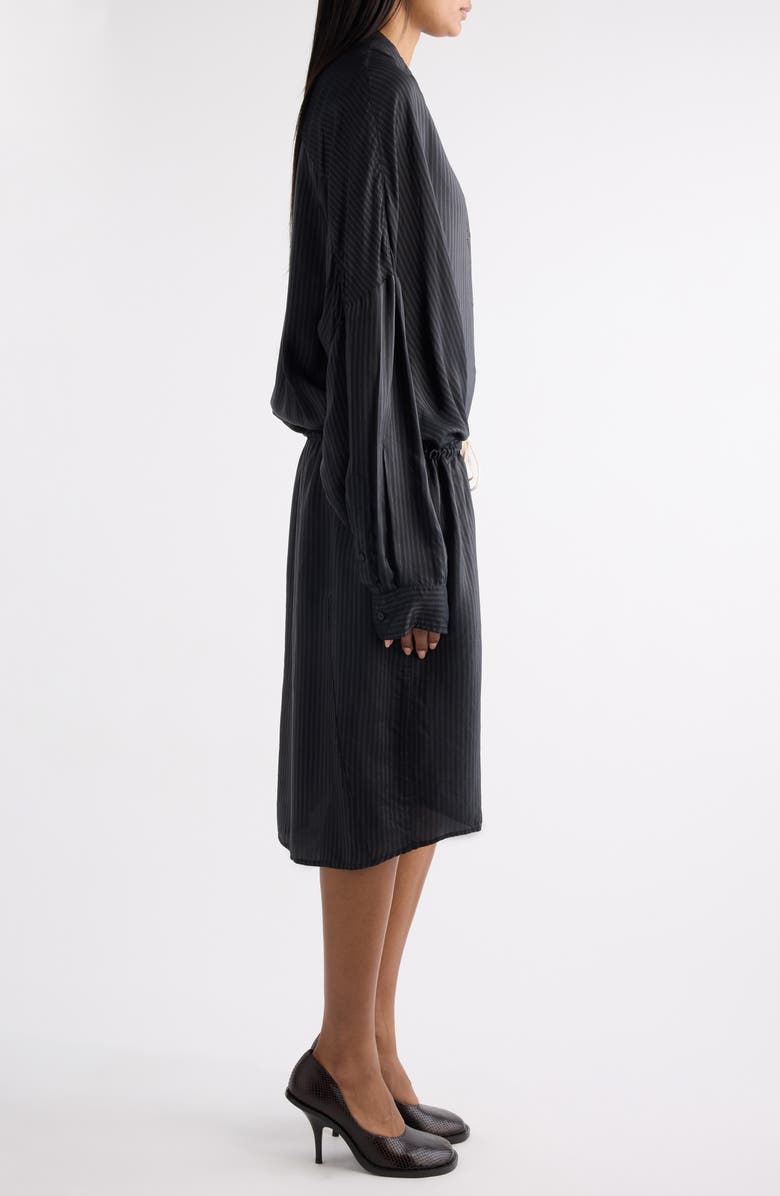 Dries Van Noten Dindia Tonal Stripe Long Sleeve Shirtdress, Alternate, color, Grey