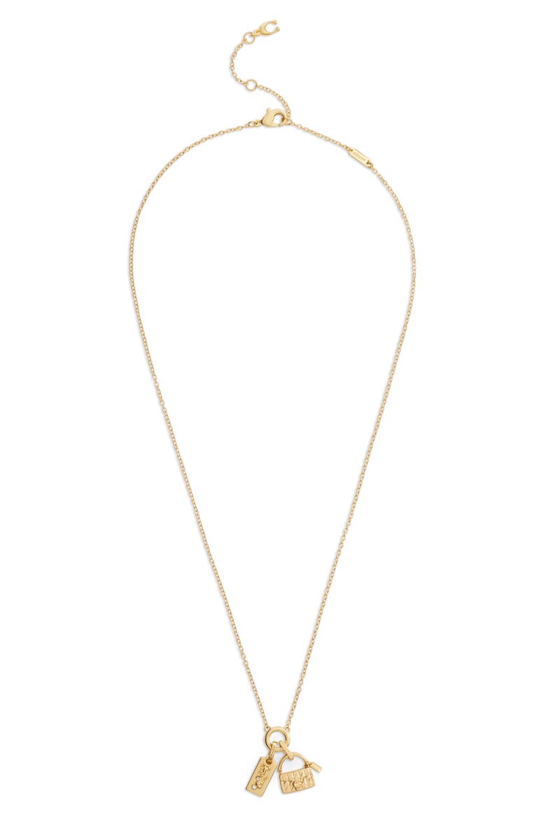 Tabby Key Rexy Charm Pendant Necklace, Main, color, GOLD