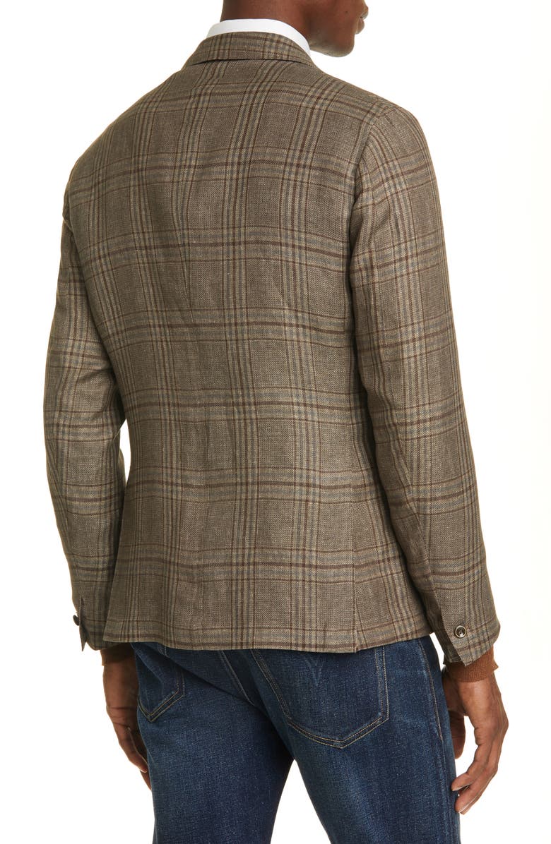 Eleventy Glen Plaid Zegna Linen Blend Sport Coat, Alternate, color,