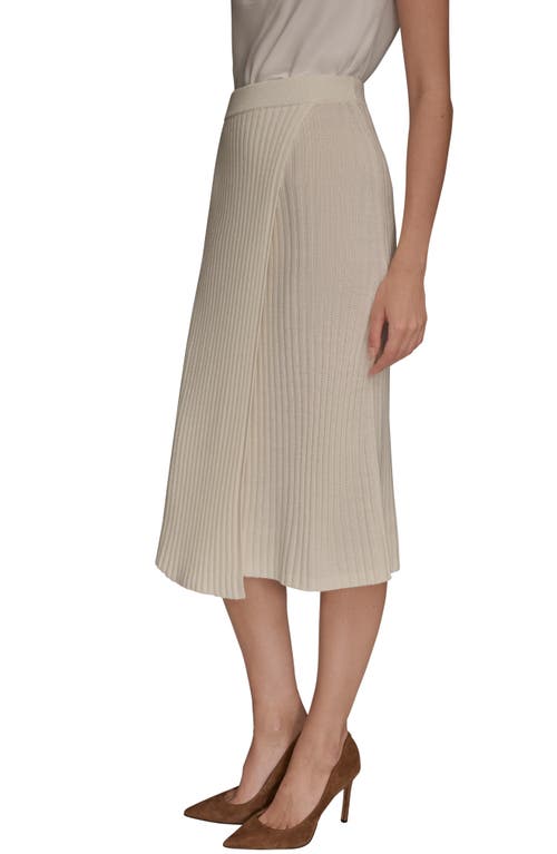 Donna Karan New York Wrap Rib Midi Sweater Skirt In White