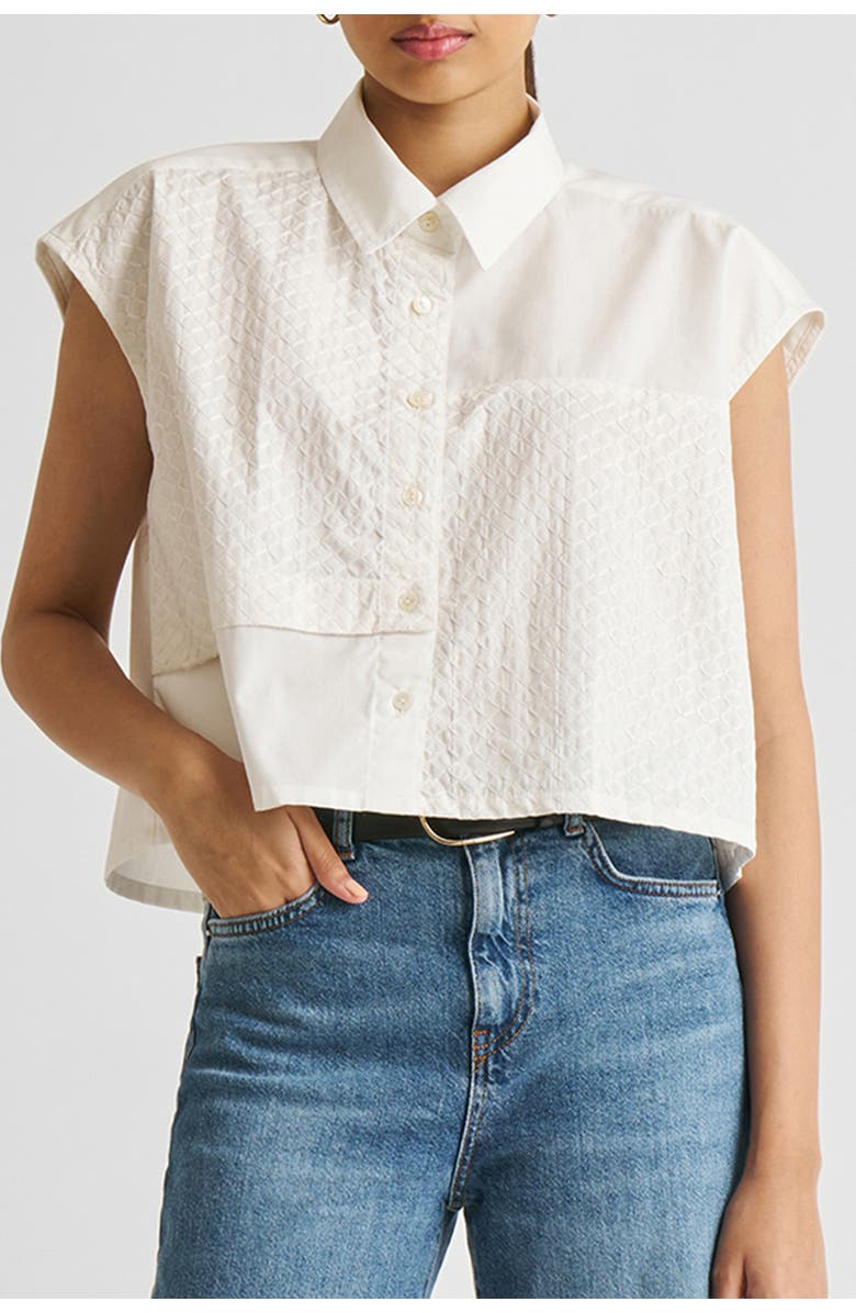 Reistor Embroidered Panel Crop Top, Main, color, White