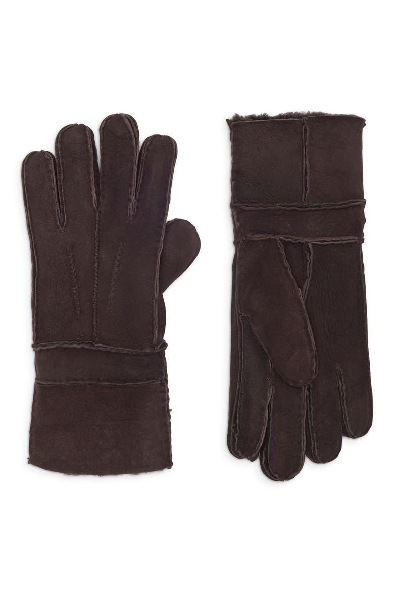 Shearling Gloves, Main, color, BROWN
