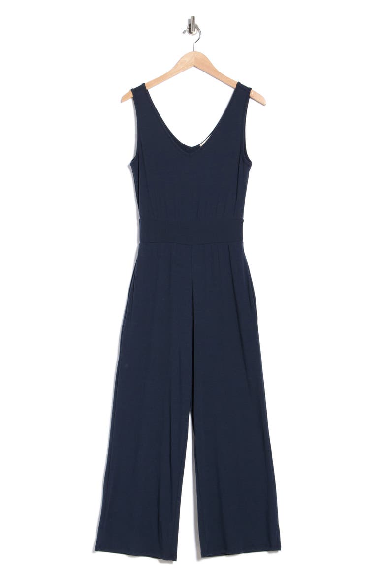 Sleeveless V-Neck Jumpsuit, Alternate, color, NAVY