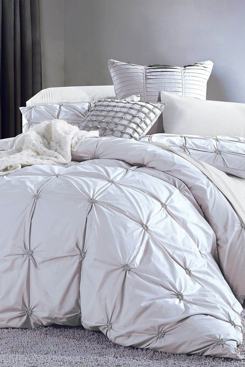 Epoque Embroidered Duvet 3-Piece Set, Main, color, GREY