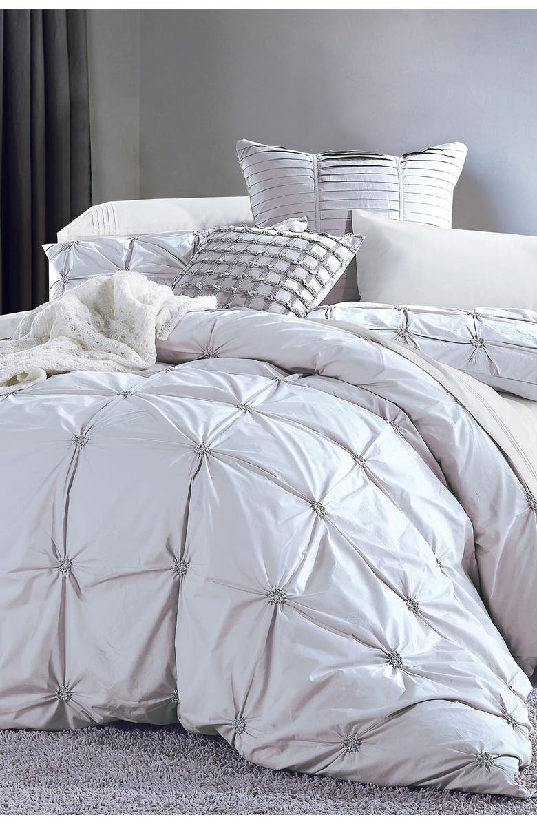 MELANGE HOME Epoque Embroidered Duvet 3-Piece Set, Main, color, Grey