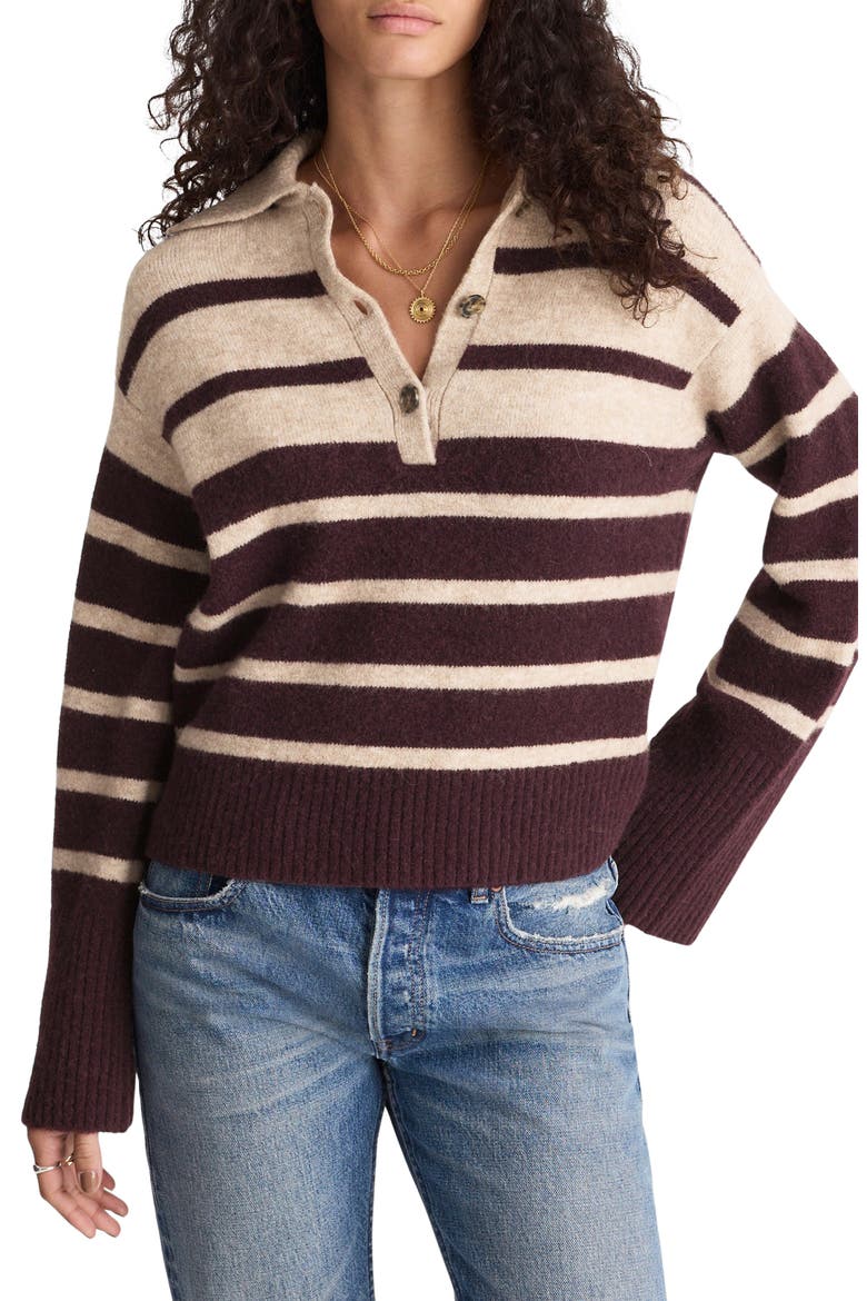 CloudSoft Polo Sweater, Main, color, BLACK IRIS STRIPE