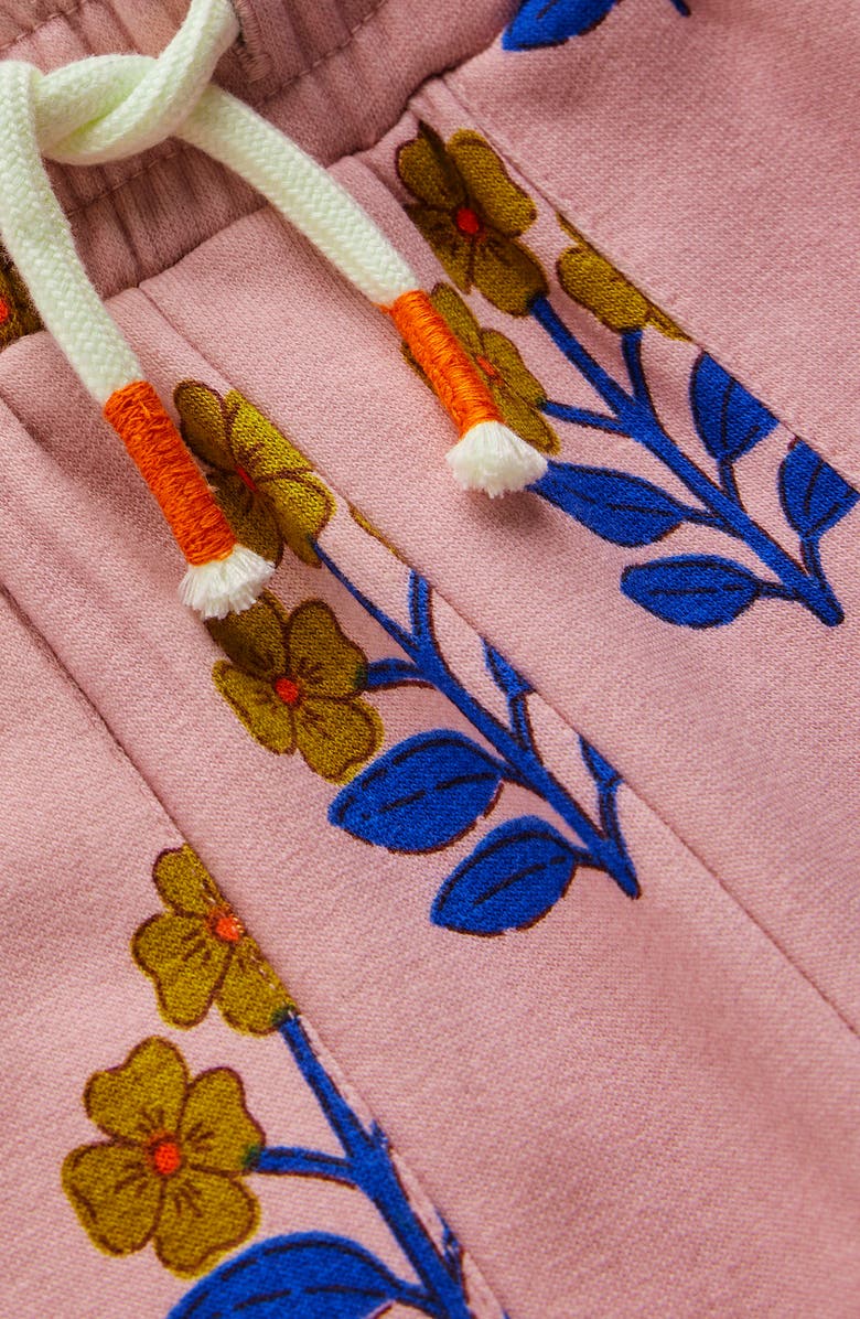Mini Boden Kids' Floral Print Wide Leg Sweatpants, Alternate, color, Formica Pink Woodblock Flower