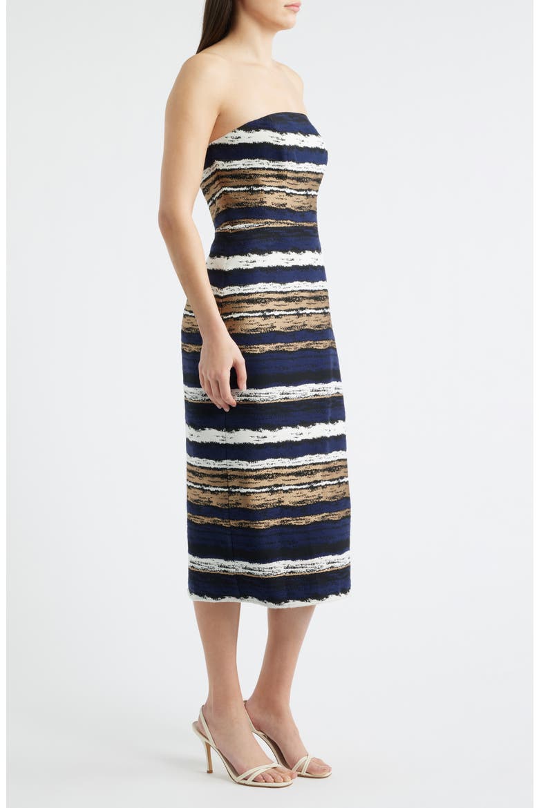 Strapless Brocade Dress, Alternate, color, NAVY