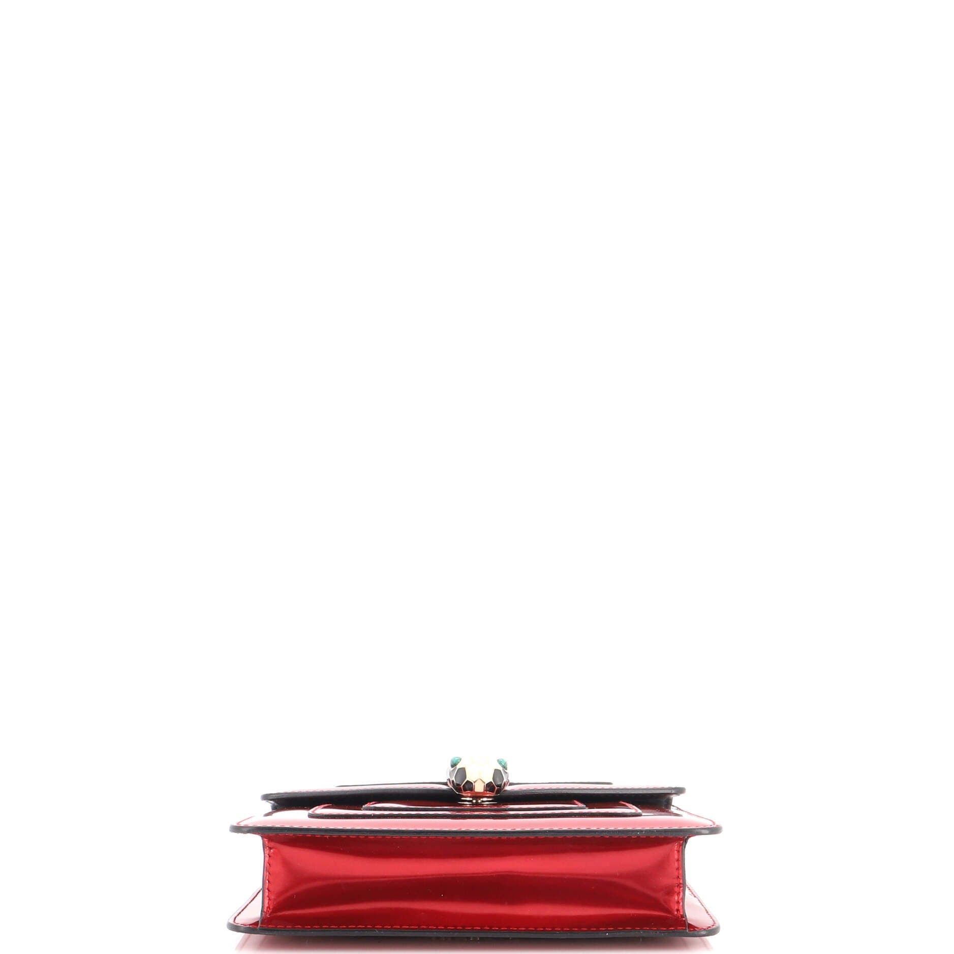 Serpenti Forever Square Shoulder Bag Metallic Leather Small, Alternate, color, Red