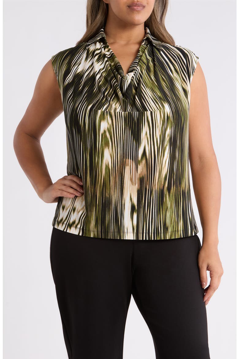 Extended Shoulder Cowl Neck Top, Main, color, BAY LEAF MULTI