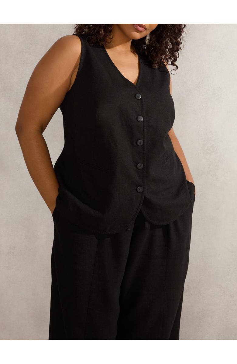 Live Unlimited Linen Waistcoat, Alternate, color, Black