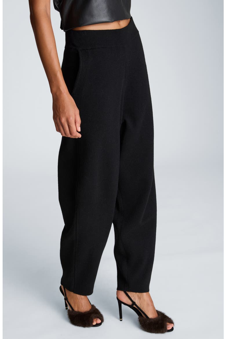 Wool & Cashmere Blend Barrel Leg Sweater Pants, Alternate, color, BLACK