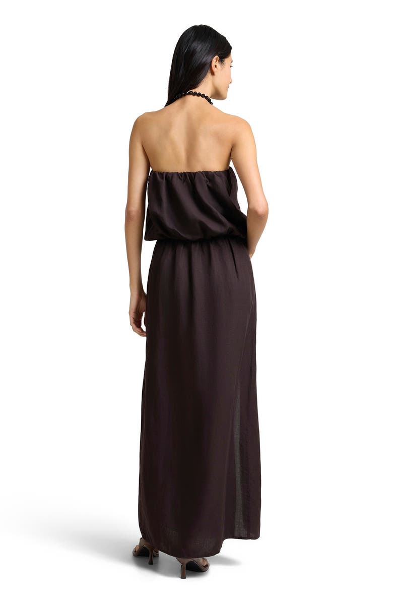 Onia Air Linen High Slit Maxi Dress, Alternate, color, Espresso