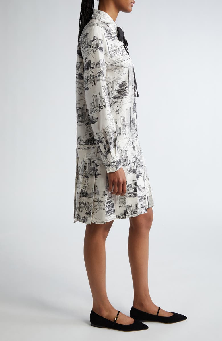 Max Mara Studio Bath City Print Long Sleeve Silk Shirtdress, Alternate, color, 