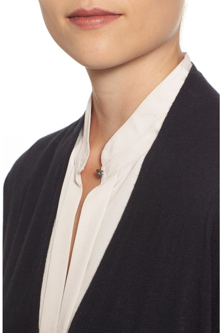 Rib Sleeve Cocoon Cardigan, Alternate, color, BLACK