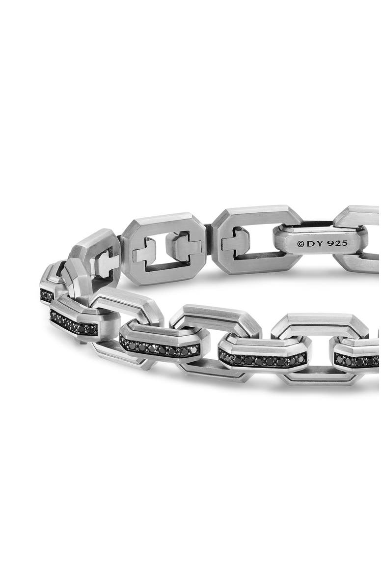 Men's Faceted Flat Link Bracelet, Alternate, color, SILVER PAVE
