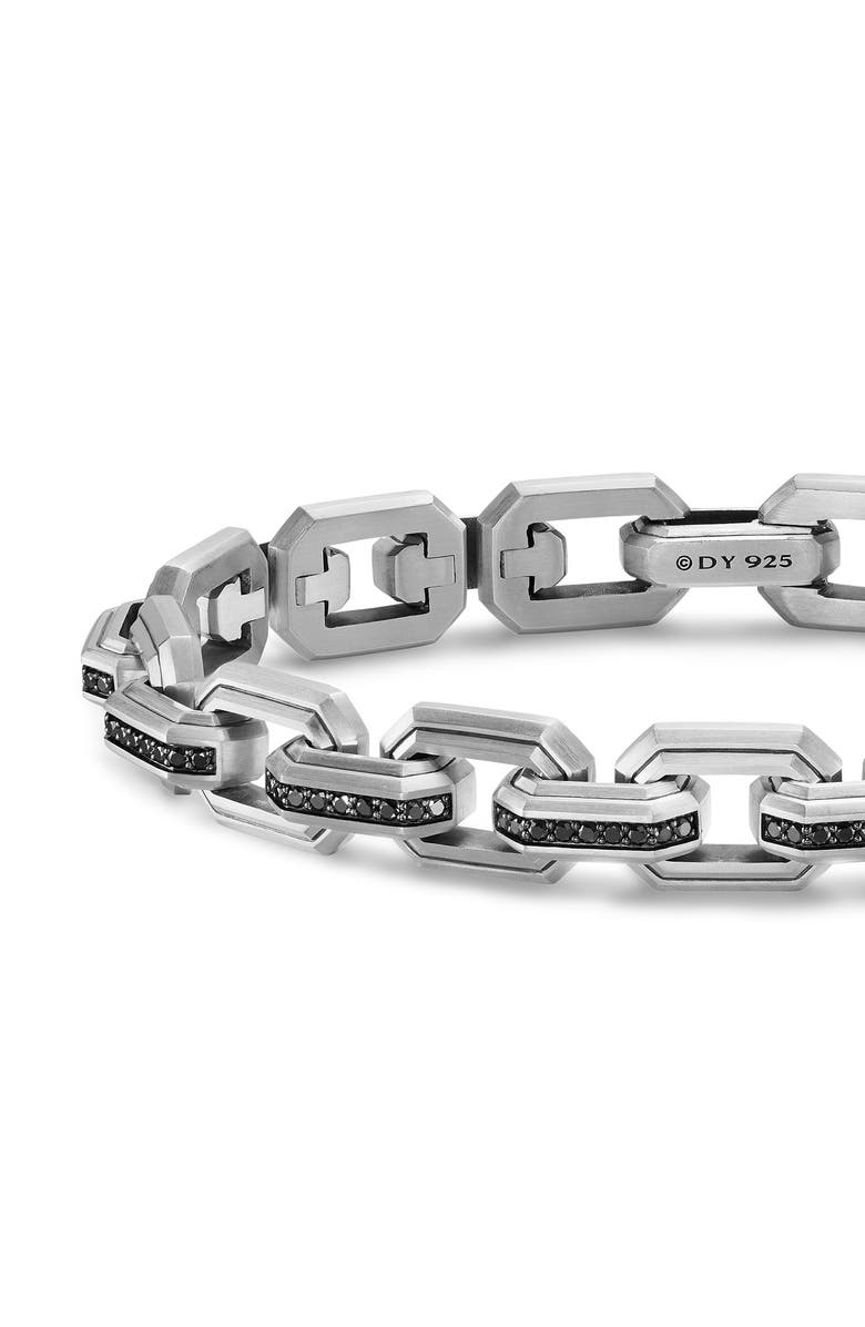 David Yurman Men's Faceted Flat Link Bracelet, Alternate, color, Silver Pave