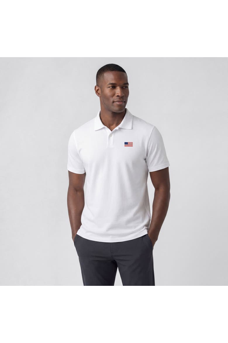 USA Flag Clubhouse Pique Polo, Alternate, color, True White