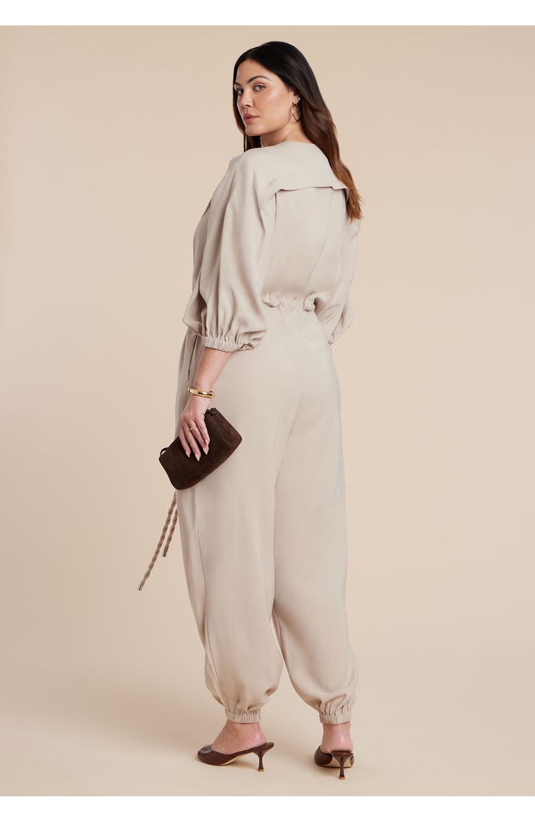 ELOQUII Jumpsuit W Cord Tie, Alternate, color, Ecru