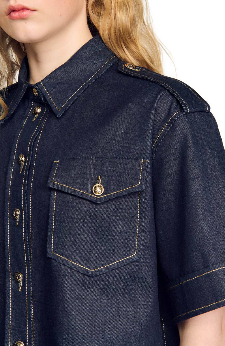 SANDRO Denim shirt, Alternate, color, 