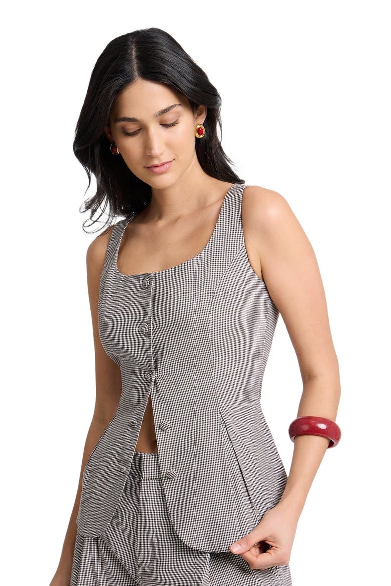 Peplum Vest, Alternate, color, Brown/White