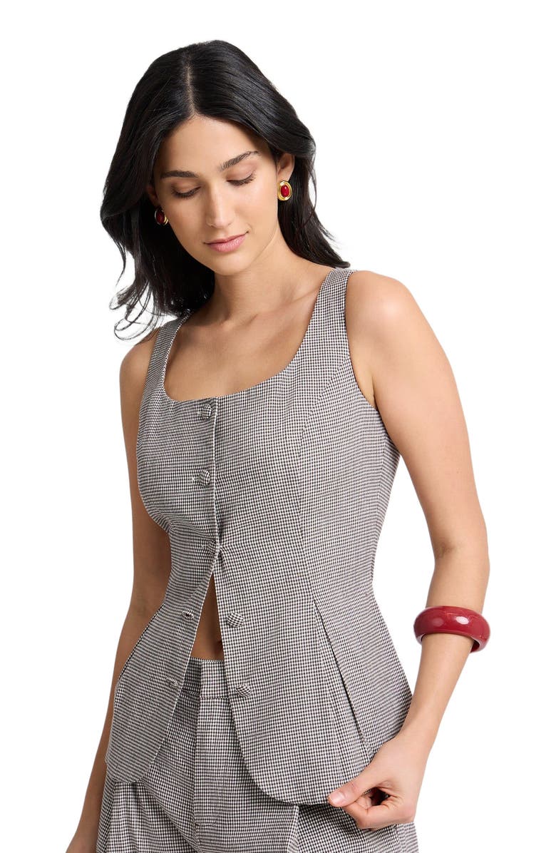 Onia Peplum Vest, Alternate, color, Brown/White