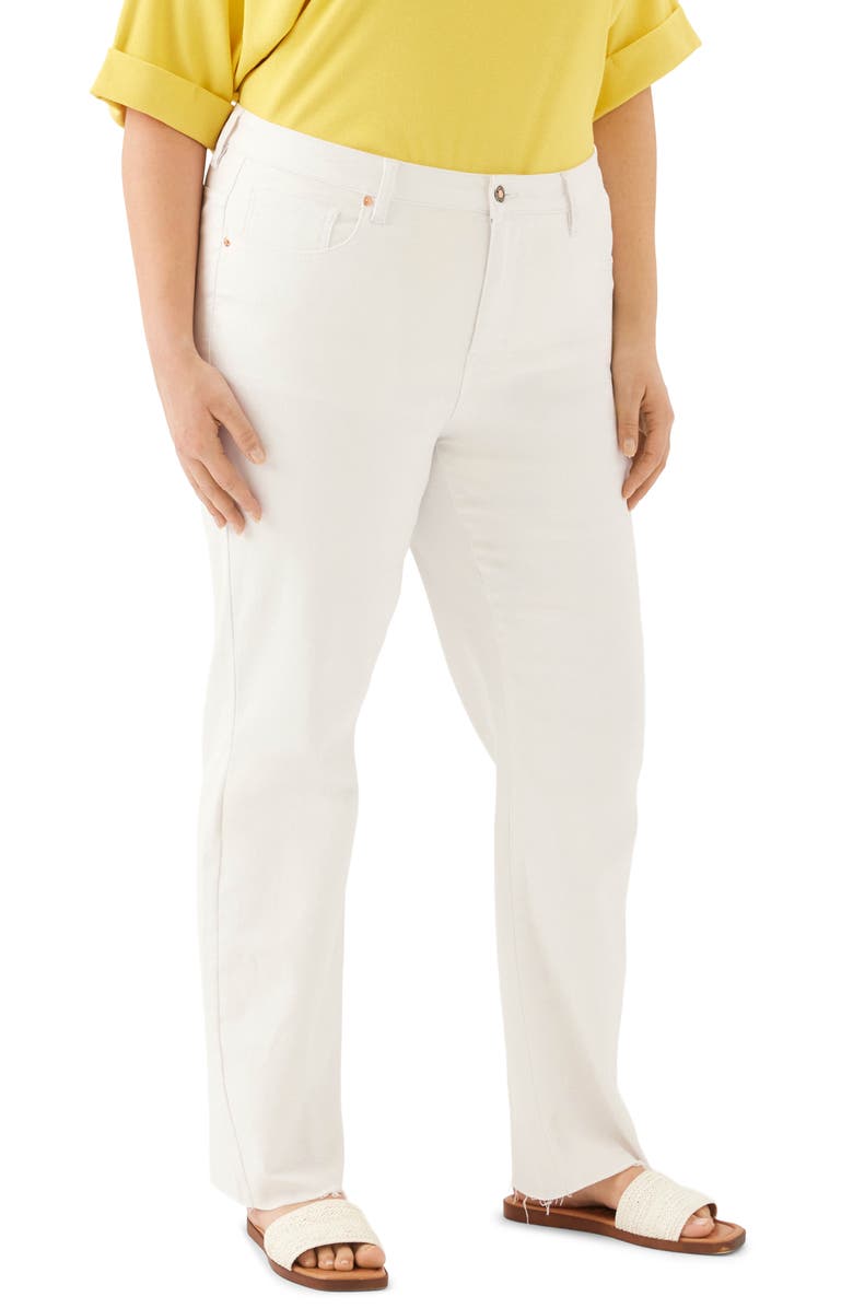 Karen Kane Raw Hem Straight Leg Jeans, Alternate, color, Off White