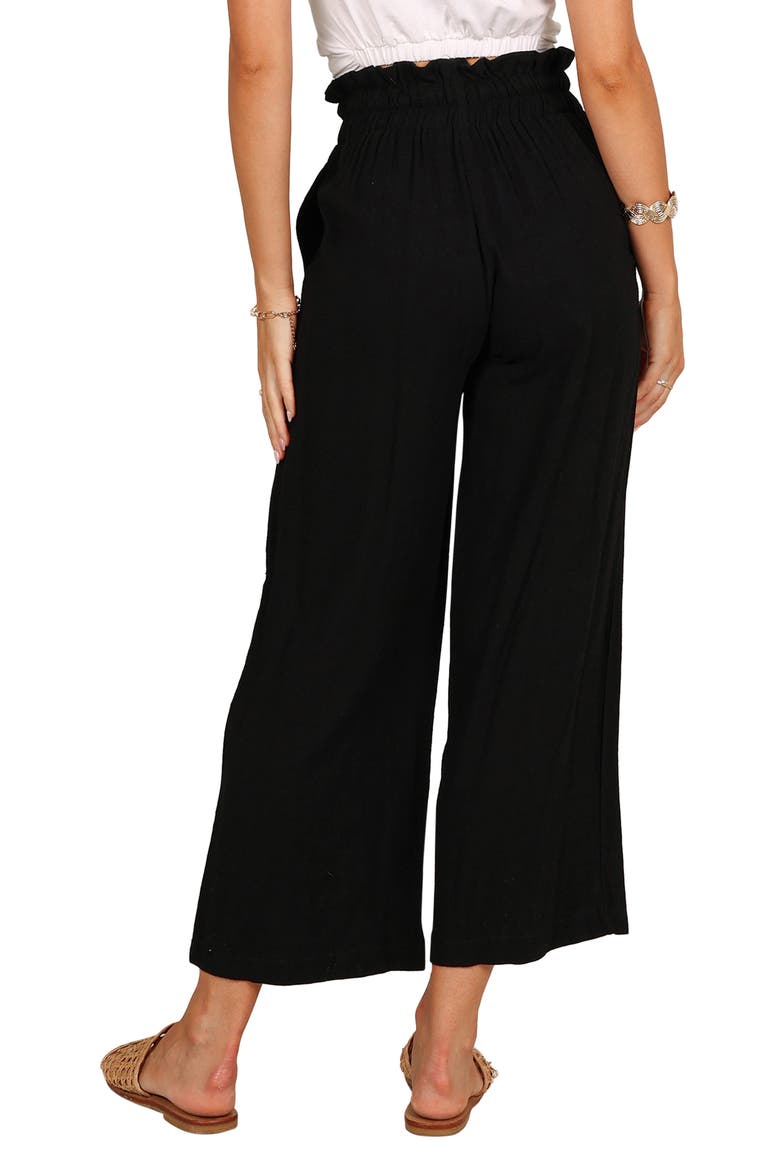 Hawthorne Linen Blend Wide Leg Crop Pants, Alternate, color, BLACK