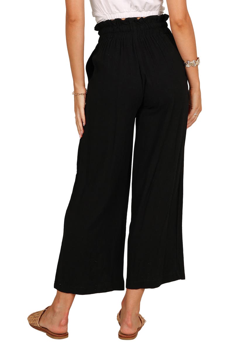 Petal & Pup Hawthorne Linen Blend Wide Leg Crop Pants, Alternate, color, Black
