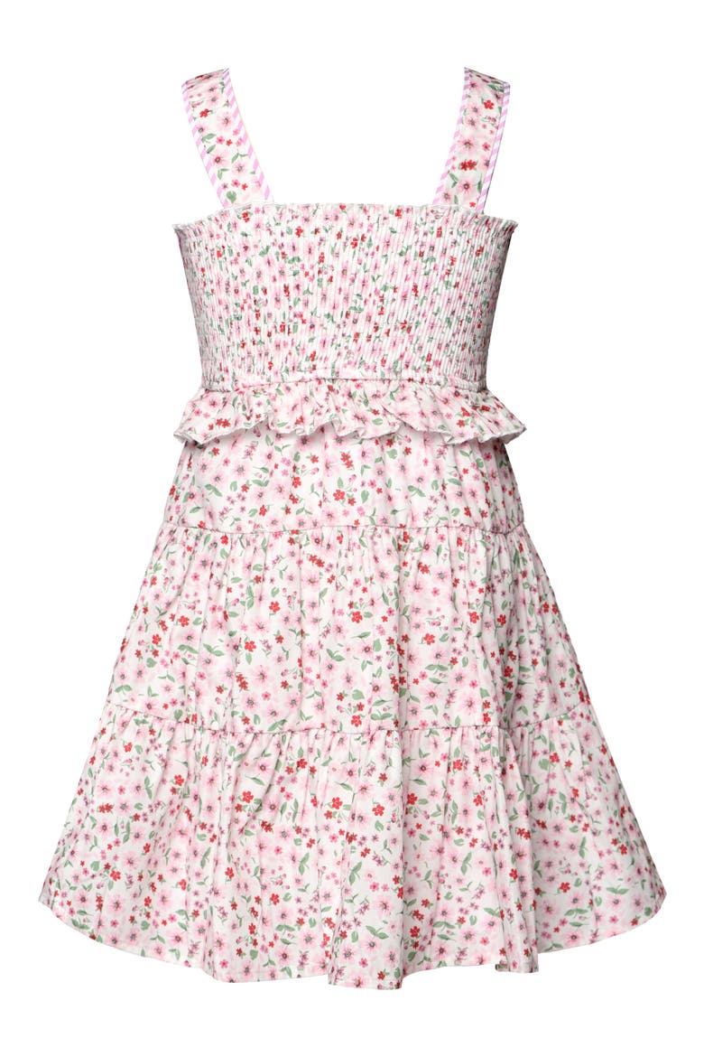 Kids' Floral Print Bow Tiered Dress, Alternate, color, PINK MULTI
