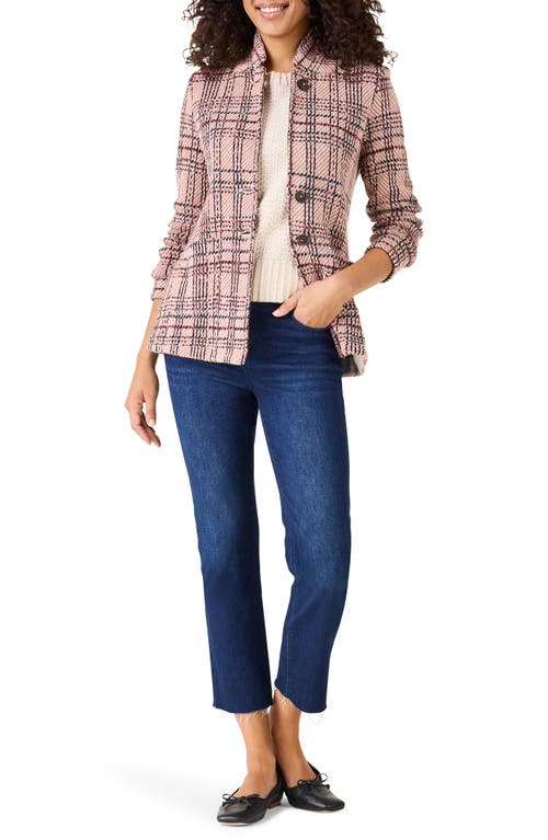 Nic + Zoe Nic+zoe Plaid Knit Cotton Jacket In Brown