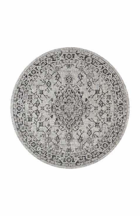 Rozetta Boho Medallion Textured Weave Indoor/Outdoor Round Area Rug