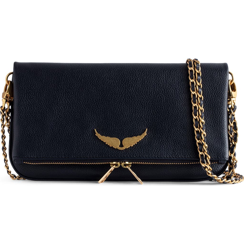 Zadig & Voltaire Rock Grained Leather Crossbody Bag in Ink Gold at Nordstrom