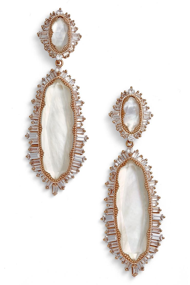 'Katrina' Drop Earrings, Main, color, IVORY MOP/ ROSE GOLD