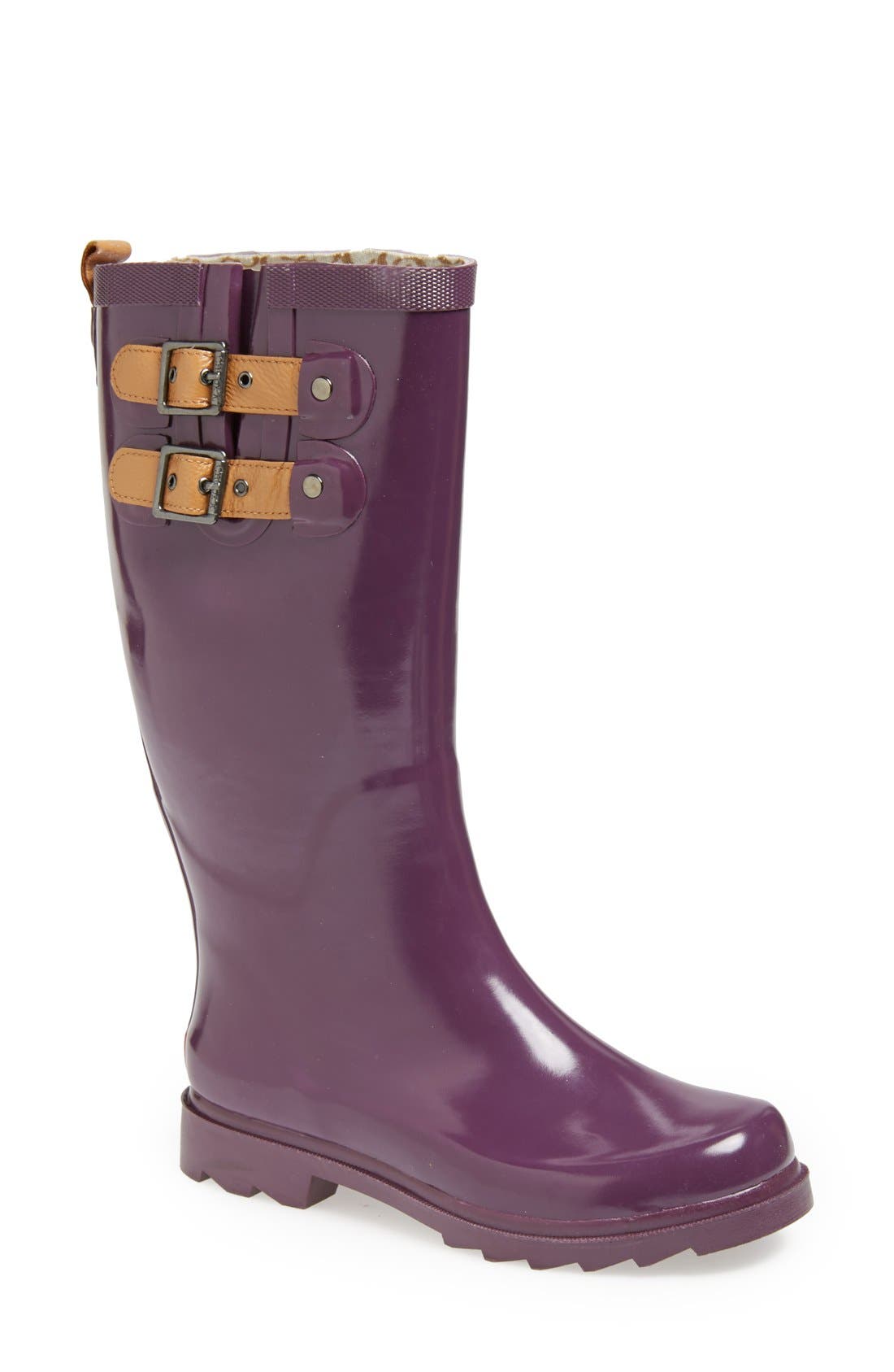 'Top Solid' Rain Boot, Main, color, BRIGHT PLUM