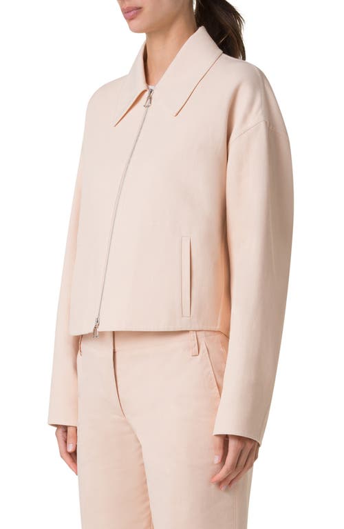 Akris Ander Cotton Double Face Crop Jacket In Seashell