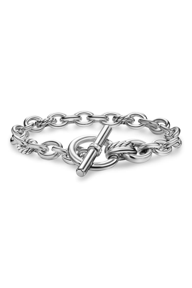 DY Mercer® Toggle Chain Bracelet in Sterling Silver with Diamonds, 12.7mm, Main, color, DIAMOND