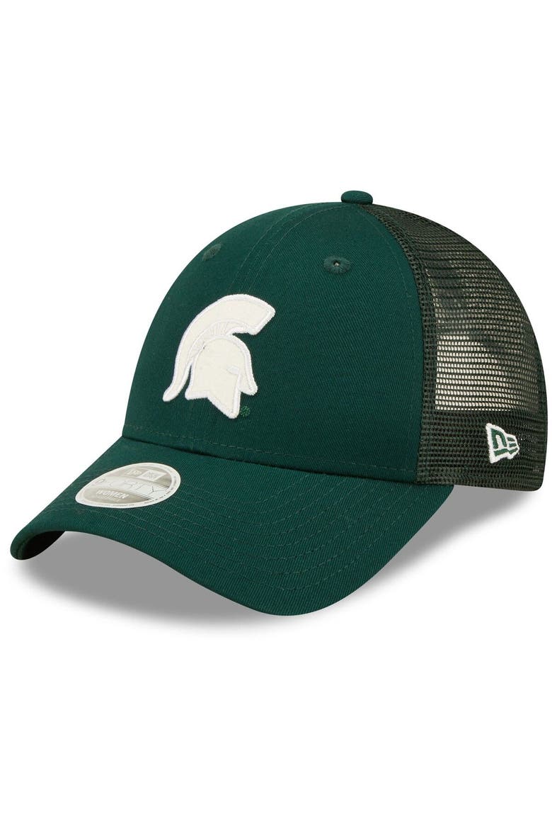 Women's New Era Green Michigan State Spartans 9FORTY Logo Spark Trucker Snapback Hat, Main, color, Green