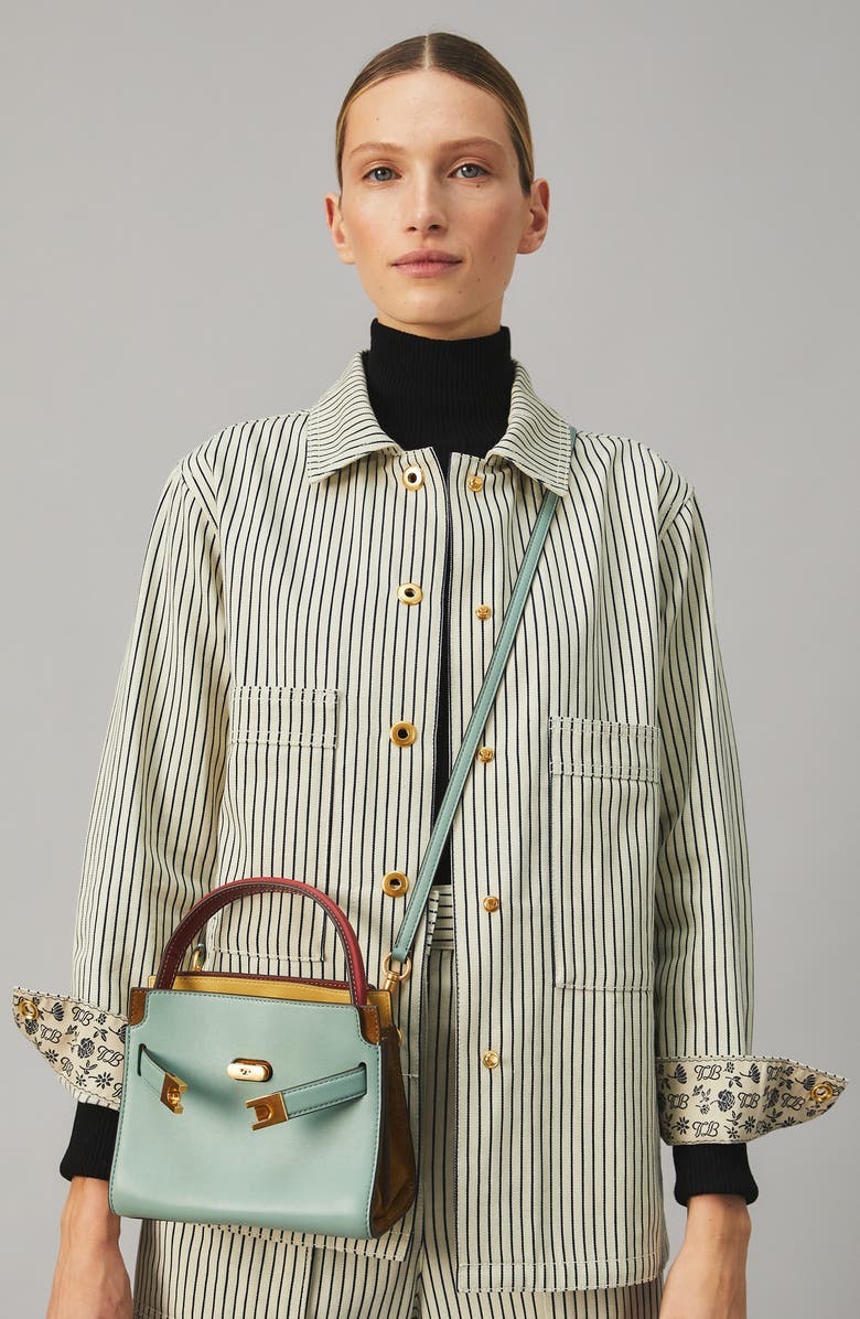 Tory Burch Lee Radziwill Petite Leather Double Bag, Alternate, color,