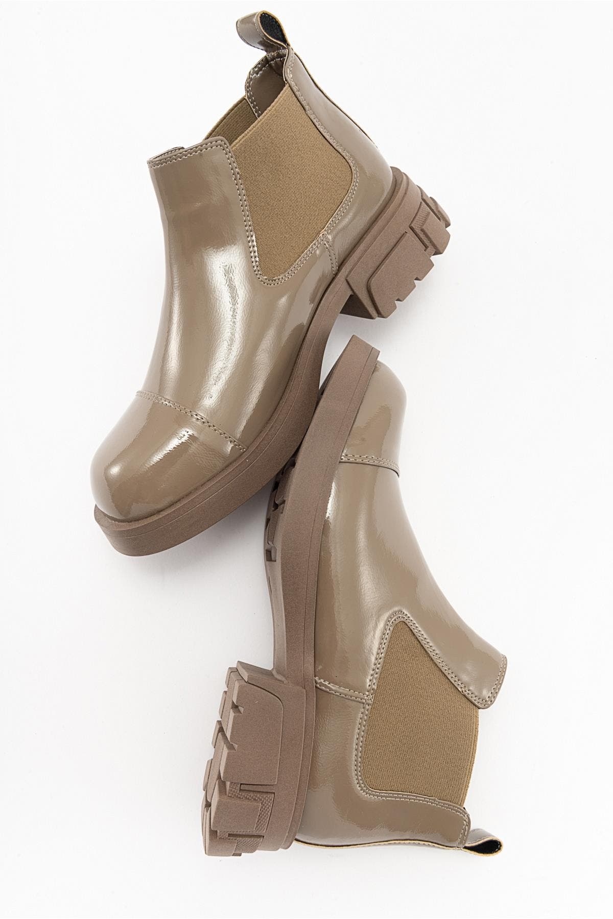 Cafune Patent Platform Boot, Alternate, color, Dark Beige Patent Faux Leather
