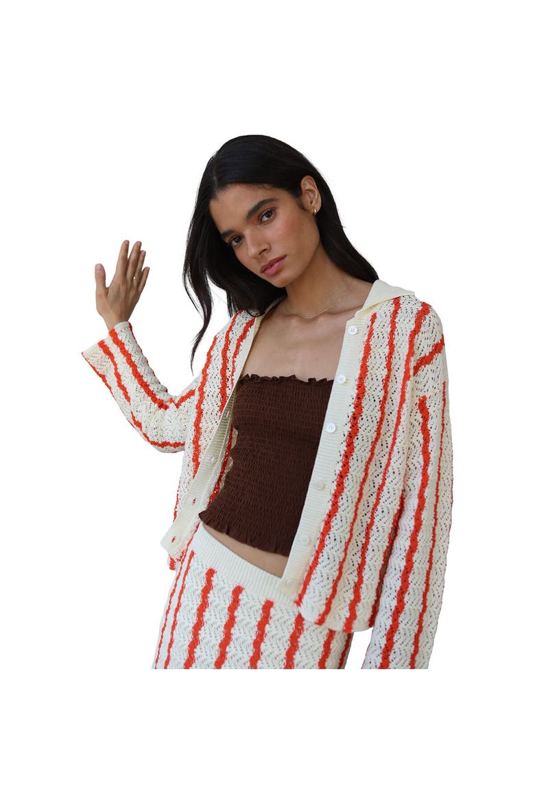 Sienna Crochet Button Down Top - Women's, Alternate, color, Poppy