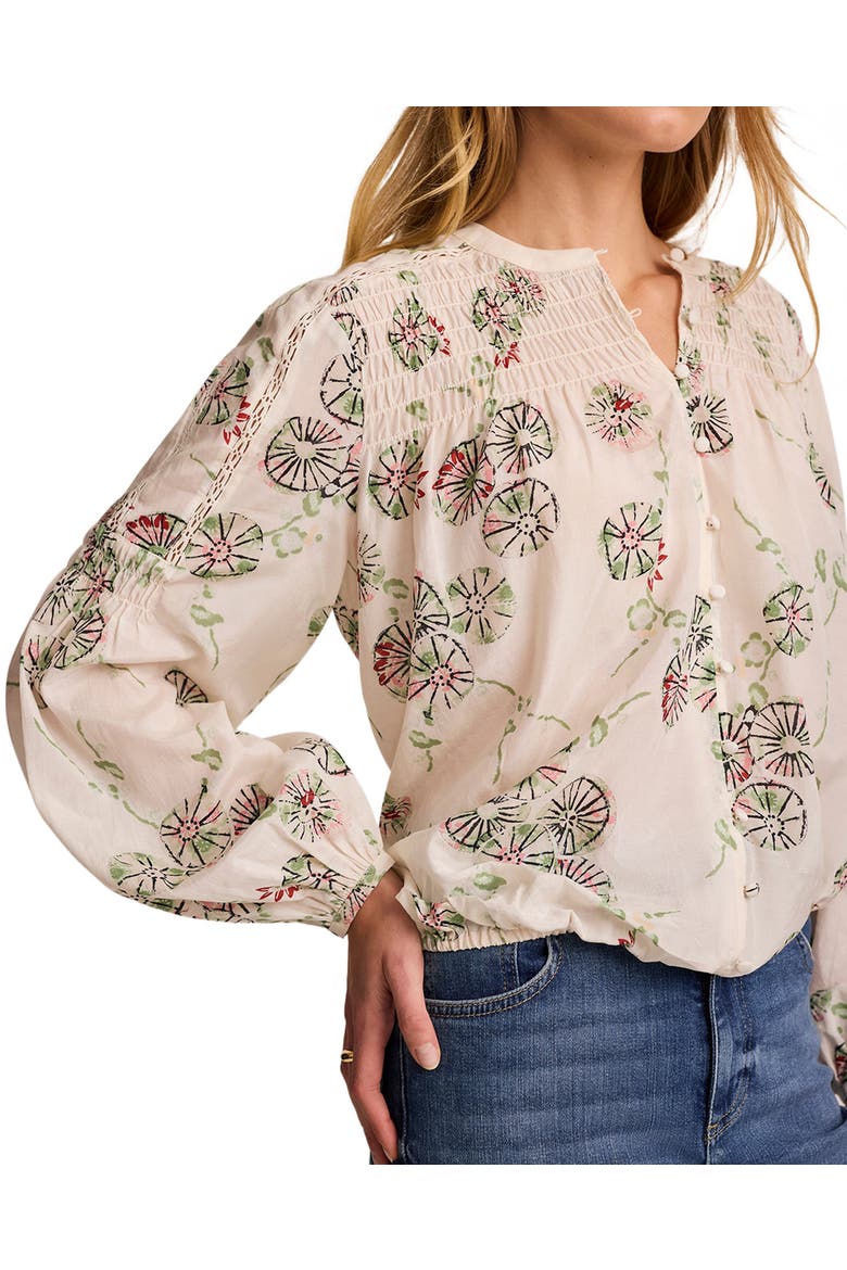 Floral Smocked Peasant Blouse, Alternate, color, Cream