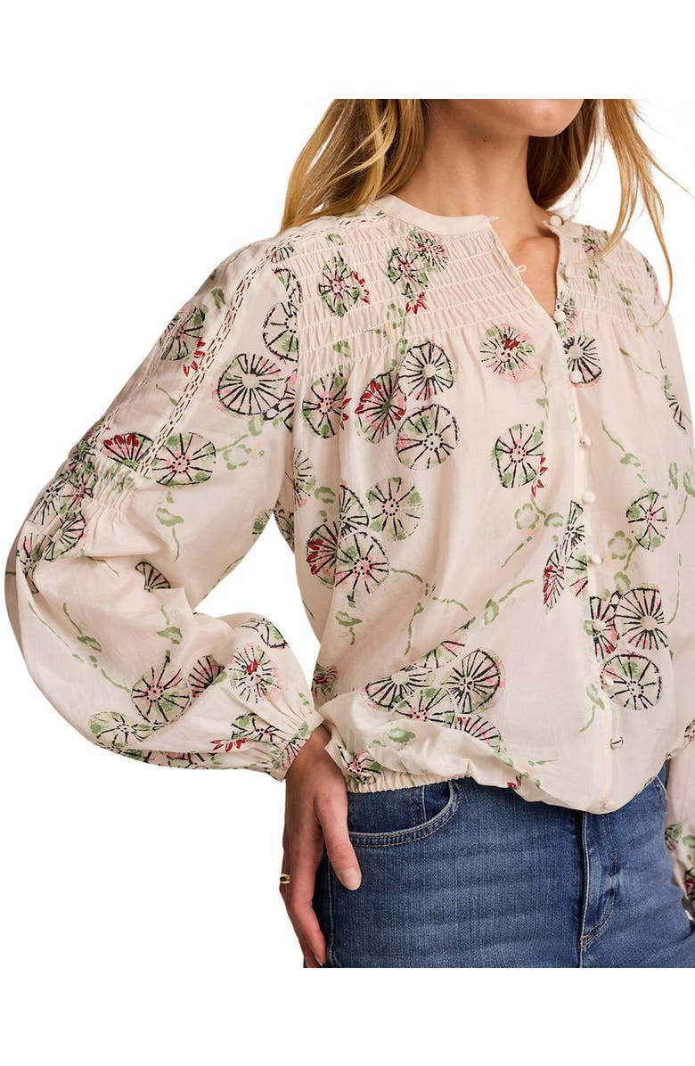 MINT VELVET Floral Smocked Peasant Blouse, Alternate, color, Cream
