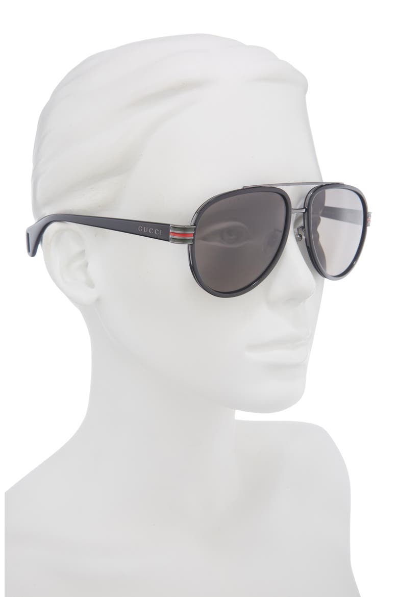 58mm Polarized Aviator Sunglasses, Alternate, color, BLACK BLACK GREY