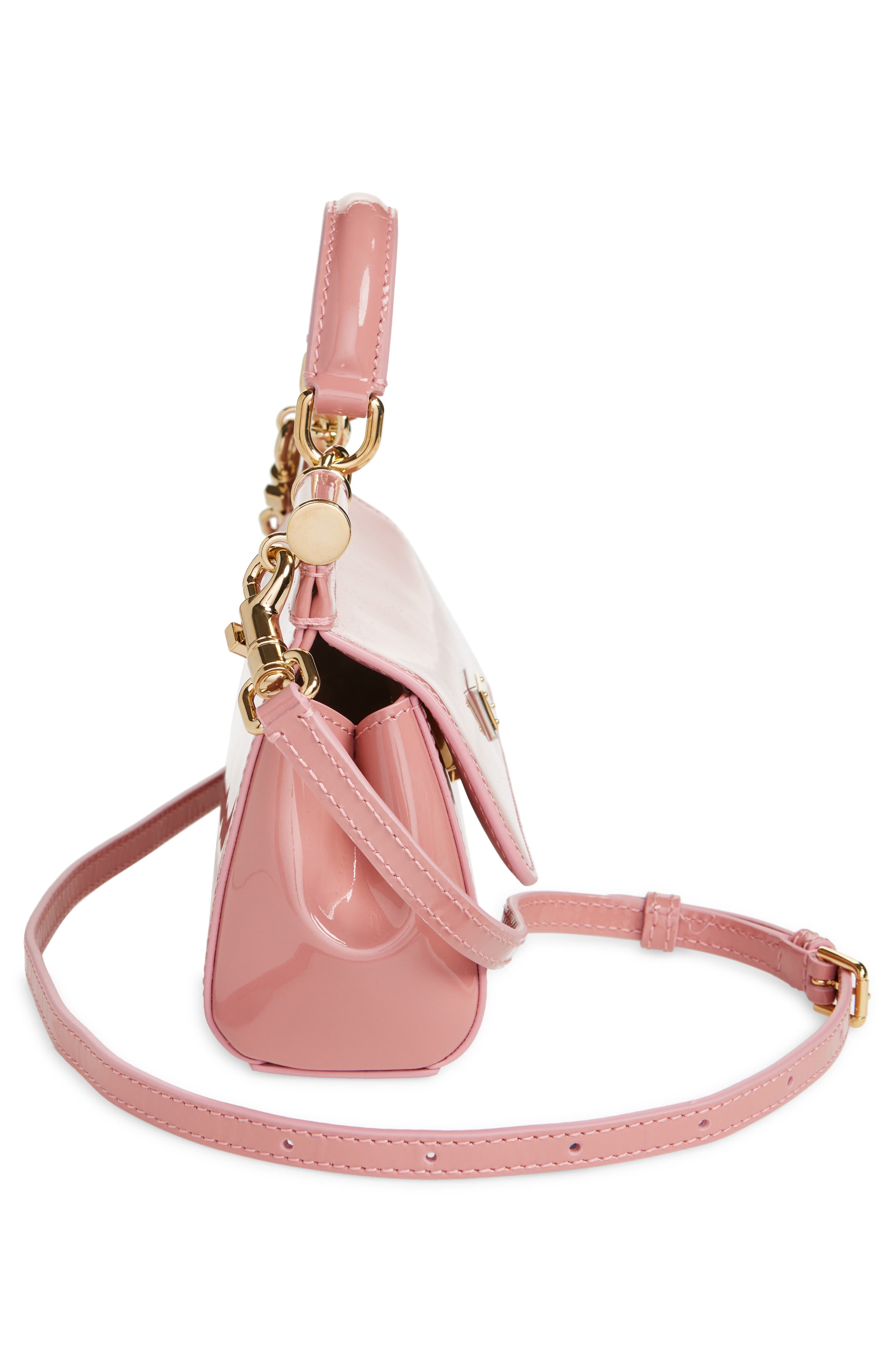 Dolce&Gabbana Small Sicily Patent Leather Top Handle Bag, Alternate, color, Rosa