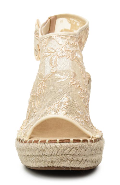 Catherine Catherine Malandrino Latio Mesh Lace Wedge Sandal In Beige