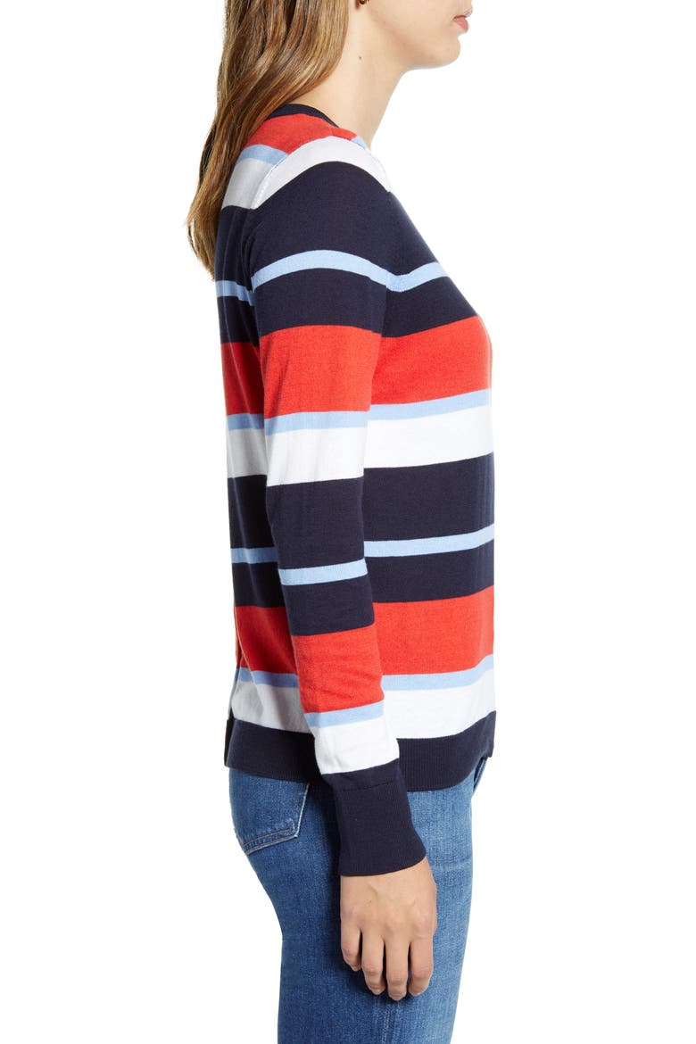 Button Back Sweater, Alternate, color, NAVY N- RED SUMMER STRIPE