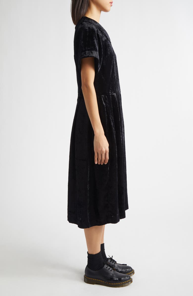Comme des Garçons Comme des Garçons Pleated Crushed Velvet A-Line Dress, Alternate, color, Black